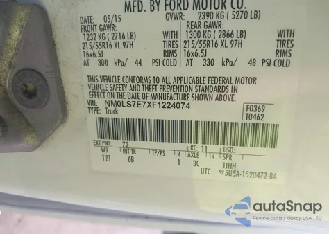 2015 Ford Transit Connect Xl z USA, uszkodzony, nr VIN NM0LS7E7XF1224074